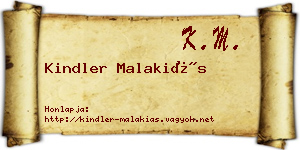 Kindler Malakiás névjegykártya